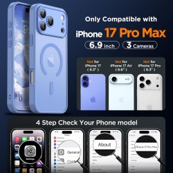 Oududianzi-Coque pour iPhone 17 Pro Max Compatible avec MagSafe Magnétique, Housse de Arrière Translucide Givrée PC, TPU Silicon