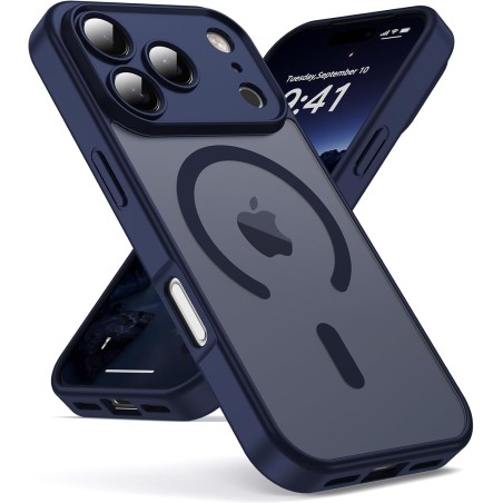 Oududianzi-coque pour iphone 17 pro max compatible avec magsafe magnétique, housse de arrière translucide givrée pc, tpu silicon