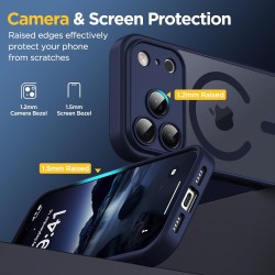 Oududianzi-coque pour iphone 17 pro max compatible avec magsafe magnétique, housse de arrière translucide givrée pc, tpu silicon