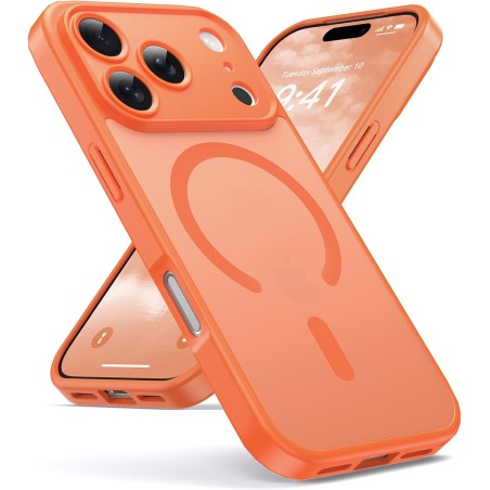 Oududianzi-coque pour iphone 17 pro max compatible avec magsafe magnétique, housse de arrière translucide givrée pc, tpu silicon