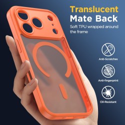 Oududianzi-coque pour iphone 17 pro max compatible avec magsafe magnétique, housse de arrière translucide givrée pc, tpu silicon