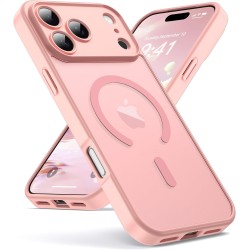 Oududianzi-Coque pour iPhone 17 Pro Max Compatible avec MagSafe Magnétique, Housse de Arrière Translucide Givrée PC, TPU Silicon