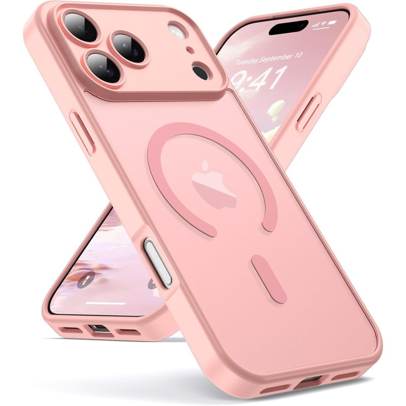 Oududianzi-Coque pour iPhone 17 Pro Max Compatible avec MagSafe Magnétique, Housse de Arrière Translucide Givrée PC, TPU Silicon