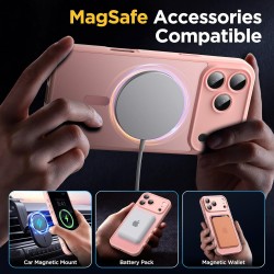 Oududianzi-Coque pour iPhone 17 Pro Max Compatible avec MagSafe Magnétique, Housse de Arrière Translucide Givrée PC, TPU Silicon