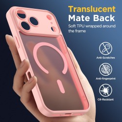 Oududianzi-Coque pour iPhone 17 Pro Max Compatible avec MagSafe Magnétique, Housse de Arrière Translucide Givrée PC, TPU Silicon