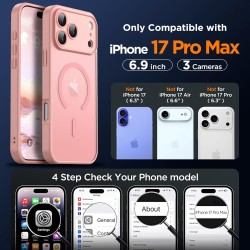 Oududianzi-Coque pour iPhone 17 Pro Max Compatible avec MagSafe Magnétique, Housse de Arrière Translucide Givrée PC, TPU Silicon