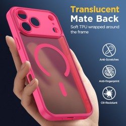 Oududianzi-Coque pour iPhone 17 Pro Max Compatible avec MagSafe Magnétique, Housse de Arrière Translucide Givrée PC, TPU Silicon