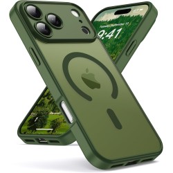 Oududianzi-coque pour iphone 17 pro max compatible avec magsafe magnétique, housse de arrière translucide givrée pc, tpu silicon
