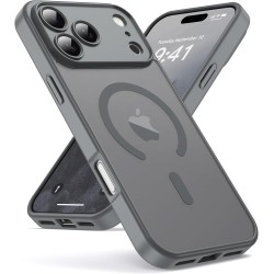Oududianzi-coque pour iphone 17 pro max compatible avec magsafe magnétique, housse de arrière translucide givrée pc, tpu silicon