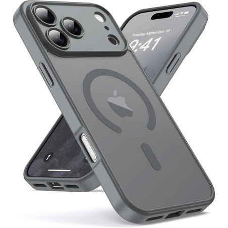 Oududianzi-coque pour iphone 17 pro max compatible avec magsafe magnétique, housse de arrière translucide givrée pc, tpu silicon