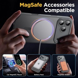 Oududianzi-coque pour iphone 17 pro max compatible avec magsafe magnétique, housse de arrière translucide givrée pc, tpu silicon
