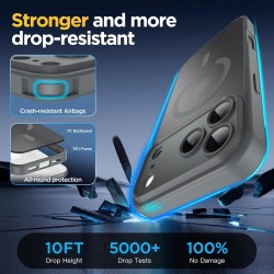 Oududianzi-coque pour iphone 17 pro max compatible avec magsafe magnétique, housse de arrière translucide givrée pc, tpu silicon