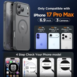 Oududianzi-coque pour iphone 17 pro max compatible avec magsafe magnétique, housse de arrière translucide givrée pc, tpu silicon