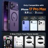 Oududianzi-Coque pour iPhone 17 Pro Max Compatible avec MagSafe Magnétique, Housse de Arrière Translucide Givrée PC, TPU Silicon