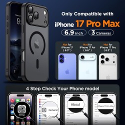 Oududianzi-Coque pour iPhone 17 Pro Max Compatible avec MagSafe Magnétique, Housse de Arrière Translucide Givrée PC, TPU Silicon