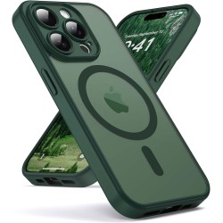 Oududianzi-coque pour iphone 15 pro max compatible avec magsafe magnétique, housse de arrière translucide givrée pc, tpu silicon