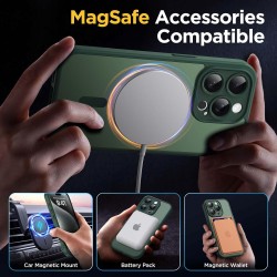 Oududianzi-coque pour iphone 15 pro max compatible avec magsafe magnétique, housse de arrière translucide givrée pc, tpu silicon