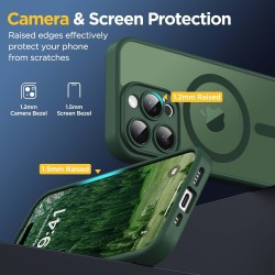 Oududianzi-coque pour iphone 15 pro max compatible avec magsafe magnétique, housse de arrière translucide givrée pc, tpu silicon