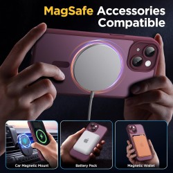 Oududianzi - Coque pour iPhone 15 Compatible avec MagSafe Magnétique, Housse de Arrière Translucide Givrée PC, TPU Silicone Bump