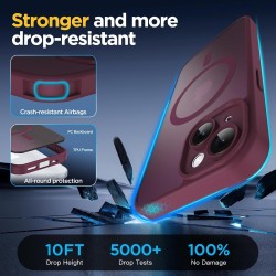 Oududianzi - Coque pour iPhone 15 Compatible avec MagSafe Magnétique, Housse de Arrière Translucide Givrée PC, TPU Silicone Bump