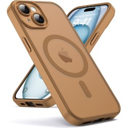 Oududianzi - coque pour iphone 15 compatible avec magsafe magnétique, housse de arrière translucide givrée pc, tpu silicone bump