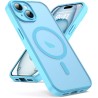 Oududianzi - coque pour iphone 15 compatible avec magsafe magnétique, housse de arrière translucide givrée pc, tpu silicone bump