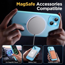 Oududianzi - coque pour iphone 15 compatible avec magsafe magnétique, housse de arrière translucide givrée pc, tpu silicone bump