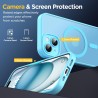 Oududianzi - coque pour iphone 15 compatible avec magsafe magnétique, housse de arrière translucide givrée pc, tpu silicone bump