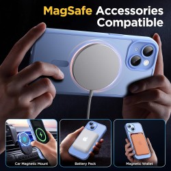Oududianzi - Coque pour iPhone 15 Compatible avec MagSafe Magnétique, Housse de Arrière Translucide Givrée PC, TPU Silicone Bump