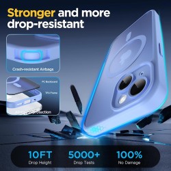 Oududianzi - Coque pour iPhone 15 Compatible avec MagSafe Magnétique, Housse de Arrière Translucide Givrée PC, TPU Silicone Bump
