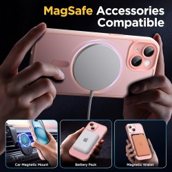 Oududianzi - Coque pour iPhone 15 Compatible avec MagSafe Magnétique, Housse de Arrière Translucide Givrée PC, TPU Silicone Bump