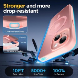 Oududianzi - Coque pour iPhone 15 Compatible avec MagSafe Magnétique, Housse de Arrière Translucide Givrée PC, TPU Silicone Bump