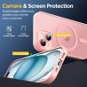 Oududianzi - Coque pour iPhone 15 Compatible avec MagSafe Magnétique, Housse de Arrière Translucide Givrée PC, TPU Silicone Bump