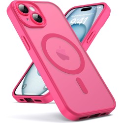 Oududianzi - Coque pour iPhone 15 Compatible avec MagSafe Magnétique, Housse de Arrière Translucide Givrée PC, TPU Silicone Bump