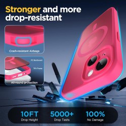 Oududianzi - Coque pour iPhone 15 Compatible avec MagSafe Magnétique, Housse de Arrière Translucide Givrée PC, TPU Silicone Bump
