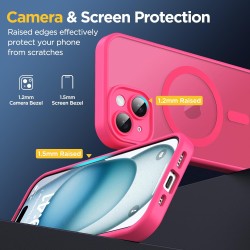 Oududianzi - Coque pour iPhone 15 Compatible avec MagSafe Magnétique, Housse de Arrière Translucide Givrée PC, TPU Silicone Bump