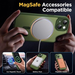 Oududianzi - coque pour iphone 15 compatible avec magsafe magnétique, housse de arrière translucide givrée pc, tpu silicone bump