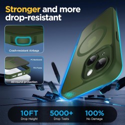 Oududianzi - coque pour iphone 15 compatible avec magsafe magnétique, housse de arrière translucide givrée pc, tpu silicone bump