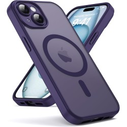 Oududianzi - Coque pour iPhone 15 Compatible avec MagSafe Magnétique, Housse de Arrière Translucide Givrée PC, TPU Silicone Bump