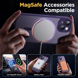 Oududianzi - Coque pour iPhone 15 Compatible avec MagSafe Magnétique, Housse de Arrière Translucide Givrée PC, TPU Silicone Bump