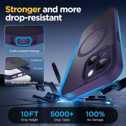 Oududianzi - Coque pour iPhone 15 Compatible avec MagSafe Magnétique, Housse de Arrière Translucide Givrée PC, TPU Silicone Bump