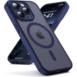 Oududianzi-coque pour iphone 15 pro max compatible avec magsafe magnétique, housse de arrière translucide givrée pc, tpu silicon