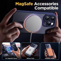 Oududianzi-coque pour iphone 15 pro max compatible avec magsafe magnétique, housse de arrière translucide givrée pc, tpu silicon