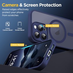 Oududianzi-coque pour iphone 15 pro max compatible avec magsafe magnétique, housse de arrière translucide givrée pc, tpu silicon