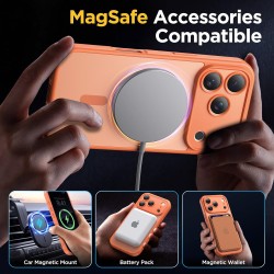 Oududianzi-coque pour iphone 17 pro compatible avec magsafe magnétique, housse de arrière translucide givrée pc, tpu silicone bu