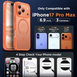 Oududianzi-coque pour iphone 17 pro compatible avec magsafe magnétique, housse de arrière translucide givrée pc, tpu silicone bu