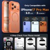 Oududianzi-coque pour iphone 17 pro compatible avec magsafe magnétique, housse de arrière translucide givrée pc, tpu silicone bu