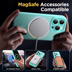Oududianzi-Coque pour iPhone 15 Pro Compatible avec MagSafe Magnétique, Housse de Arrière Translucide Givrée PC, TPU Silicone Bu