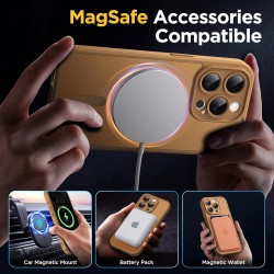Oududianzi-coque pour iphone 15 pro compatible avec magsafe magnétique, housse de arrière translucide givrée pc, tpu silicone bu