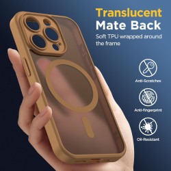 Oududianzi-coque pour iphone 15 pro compatible avec magsafe magnétique, housse de arrière translucide givrée pc, tpu silicone bu